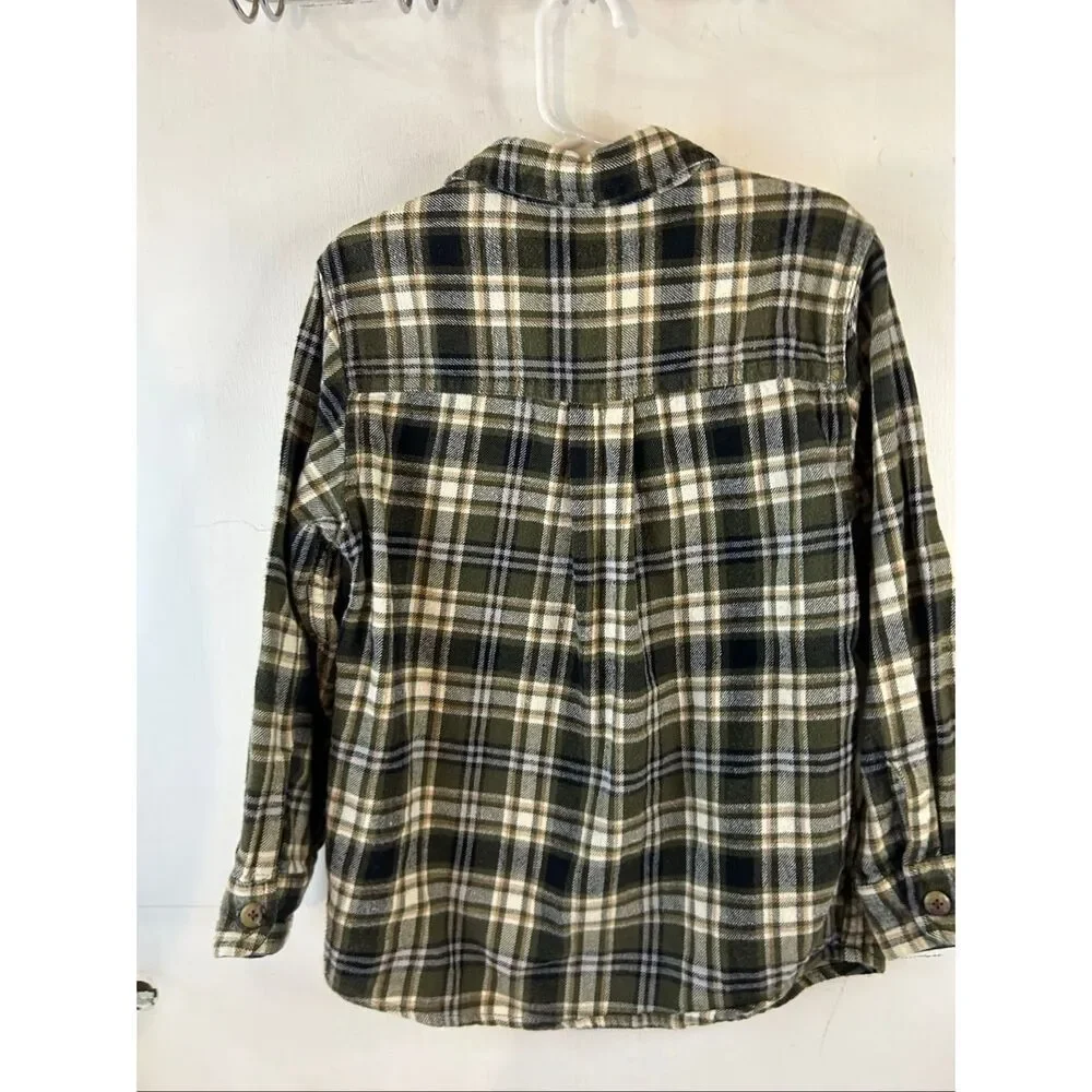Oshkosh Flannel Boys size 6‎ green plaid shirt red blue